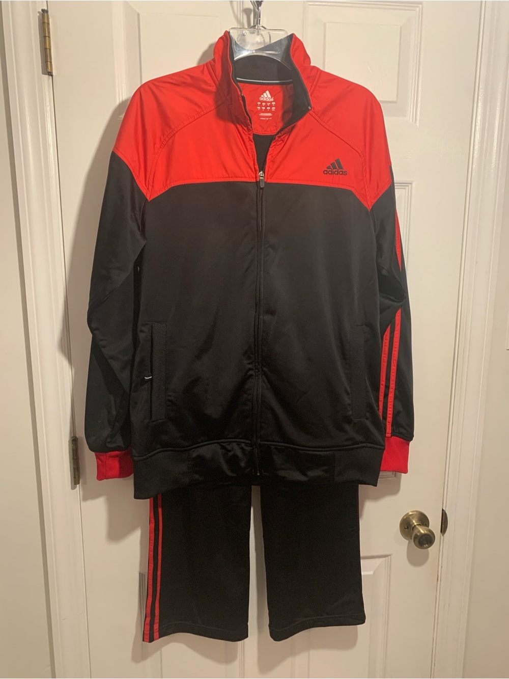 adidas Men’s Medium Black & Red 2-Piece Track Suit Jacket & Pants